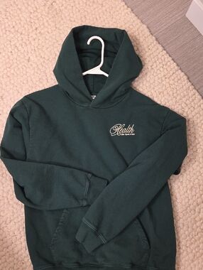 Sporty And Rich Health Script Green Hooded Sweatshirt - Small